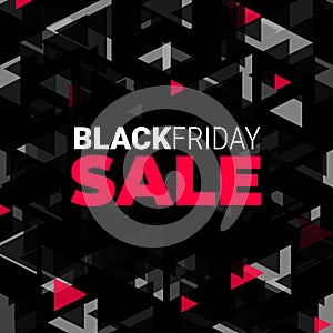 Black Friday sale polygonal background - Shopping discounts promotion. - Illustration - black and red