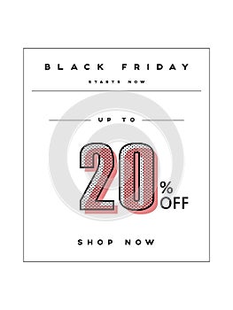 Black friday sale poster or banner vector template with creative retro typography with polka dots. Holiday season sale