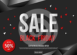 Black Friday sale poster template on polygonal background.