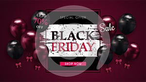 Black Friday Sale of posters or flyers design with balloons
