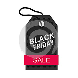 Black friday, sale price tag in white background icon flat style