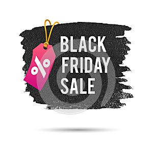 Black Friday Sale. Promo Abstract Vector Illustration for your business artwork. Pink Pricetag and Gold Rope