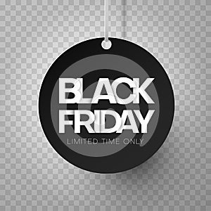 Black Friday sale round banner on transparent background