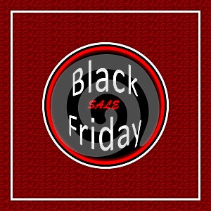 Black Friday Sale. Round neon banner. Vector illustration. Red style