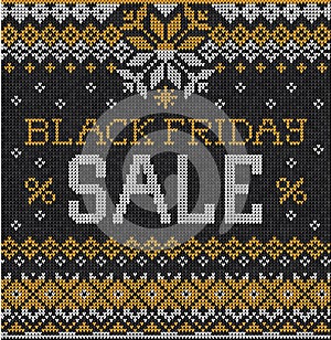 Black Friday Sale: Scandinavian or russian style knitted embroidery pattern with borders.