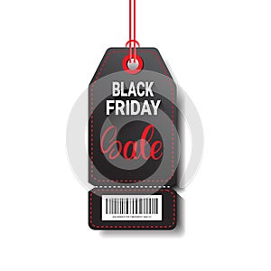 Black Friday Sale Shopping Tag With Bar Code Isolated On White Background