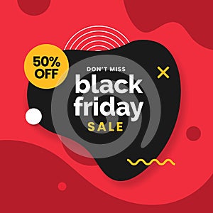 Black friday sale with simple abstract fluid geometric vector illustration for social media template poster promotion design