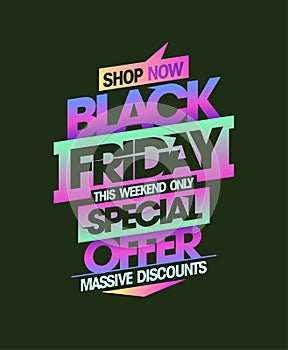 Black Friday sale special offer, massive discounts poster template