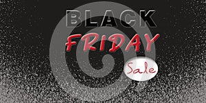 Black Friday with sale tag banner on abstract dark background. Concept for Black Friday Sale.