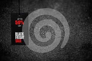 Black Friday. Sale tag on the black background
