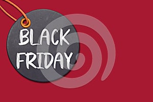 Black Friday Sale tag concept on the red background