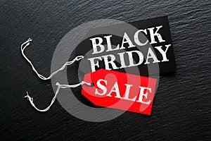 Black Friday Sale tag on dark slate