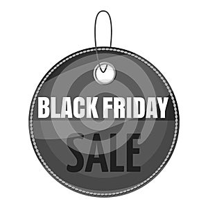 Black Friday sale tag icon, gray monochrome style