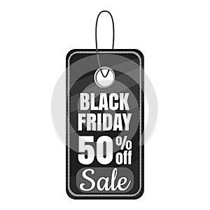 Black Friday sale tag icon, gray monochrome style