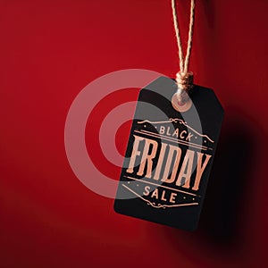 Black friday. Sale tag on the red background