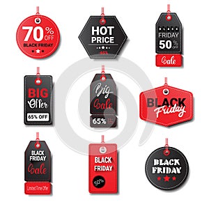 Black Friday Sale Tags Collection Isolated On White Background Logos Design