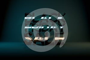 Black Friday Sale Technology 3D Background with Neon Glow