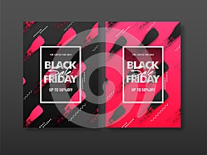 Black Friday Sale template or flyer design with 50% discount offer.