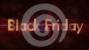 Black Friday Sale text glowing over dark background, Single Line