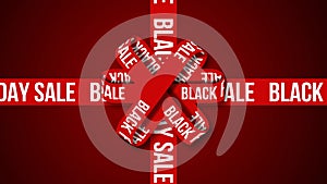 Black Friday Sale text red ribbon animation 3D effect 4K background