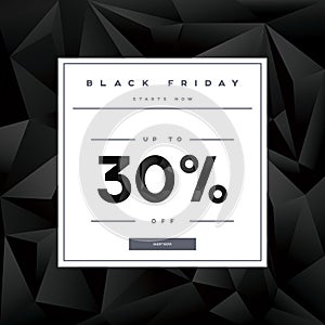 Black Friday Sale vector banner with percentual discount offer in modern polygonal style background.