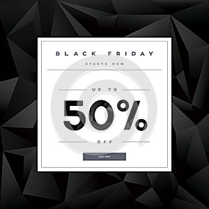 Black Friday Sale vector banner with percentual discount offer in modern polygonal style background.