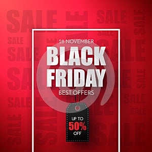 Black Friday Sale Vector Template. Sale background with black tag.