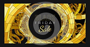 Black Friday sale with yellow abstract 3d wireframe background