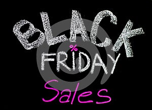 Black Friday sales advertisement handwritten with chalk on blackboard