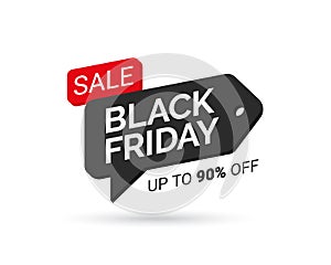 Black Friday sales tag in the form of a speech bubble. Design element for sale banners, posters, cards. Promotional marketing