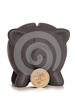 Black friday savings piggy bank and pound coin