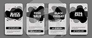 Black Friday set of sale banners for social media stories