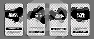 Black Friday set of sale banners for social media stories