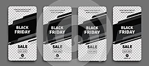 Black Friday set of sale banners for social media stories