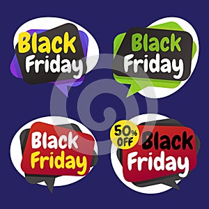 Black Friday Shopping Day Origami Banner Label Design Collection