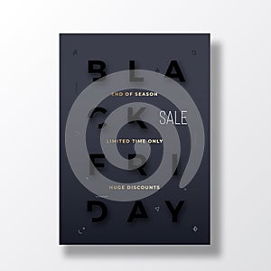 Black Friday Stylish Typography Banner, Poster or Flayer Template. Creative Black on Black Reduced Letters Concept