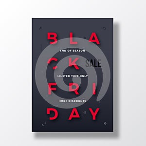 Black Friday Stylish Typography Banner, Poster or Flayer Template. Creative Reduced Letters Concept. Abstract Decorative