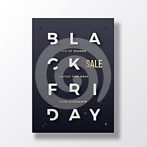 Black Friday Stylish Typography Banner, Poster or Flayer Template. Creative White Reduced Letters Concept. Abstract