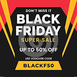 Black friday super sale geometric abstract social media poster promotion template design vector