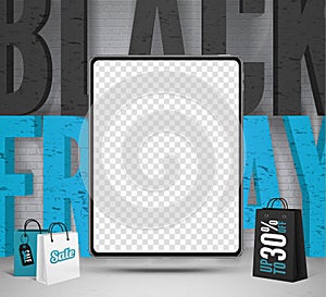 Black friday tablets sale vector banner template
