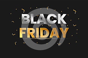 The Black Friday text effect has gold and silver colors.