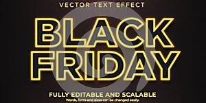 Black friday text effect template, editable sale and fashion text style