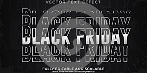 Black friday text effect template, editable sale and fashion text style