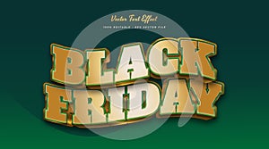 Black Friday Text in Gold and Green with 3D and Wavy Effect