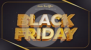 Black Friday Text in Golden Style with 3D Effect