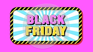 Black Friday text, online sale. Promo text banner with phrase Black Friday inside frame. Quote and slogan