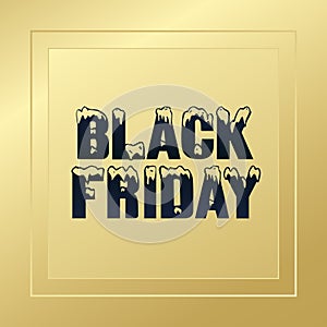 Black Friday vector frame. Golden background for shopping, business, sale, advertisement, design, web banner, shop