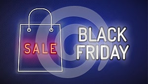 Black Friday vector , neon style, banner sale, discounts, vector