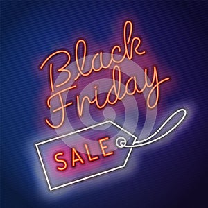Black Friday vector , neon style, banner sale, discounts, vector