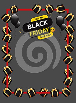 Black friday yellow and black decorative sales banner